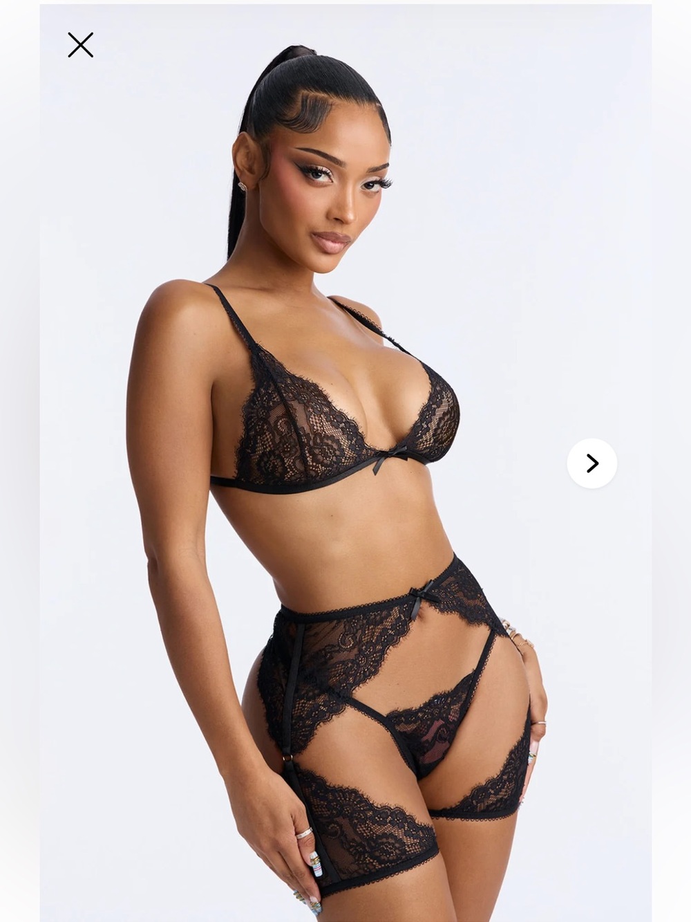 Black Lace Bralette & Garter Set nwt XL
